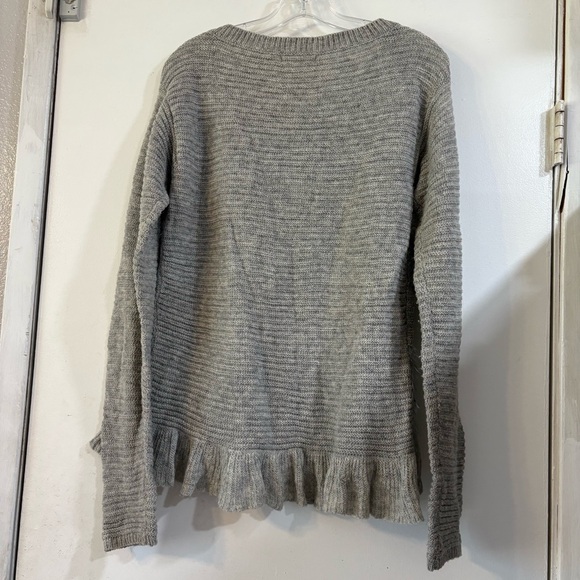 Sleeping on Snow Anthropologie Nuvola Sweater Womens M Wool Blend Ruffle Eyelash - Picture 10 of 11
